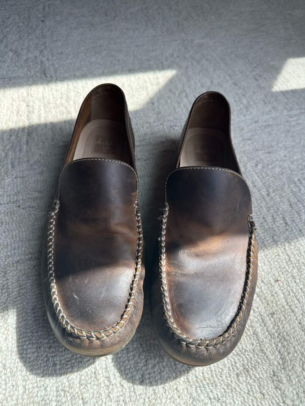 Men's Frye & Co Tan Leather Lewis Venetian Slip-On Driving Loafers, 11M